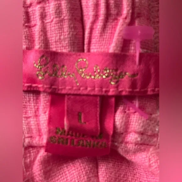 Lilly Pulitzer hot pink linen pants waist size 30” tag sized large - Picture 4 of 12